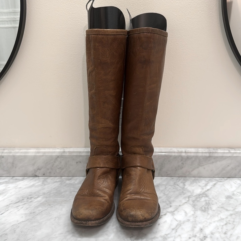 Frye Harness Boots Brown Leather Size 7.5 - Picture 3 of 9